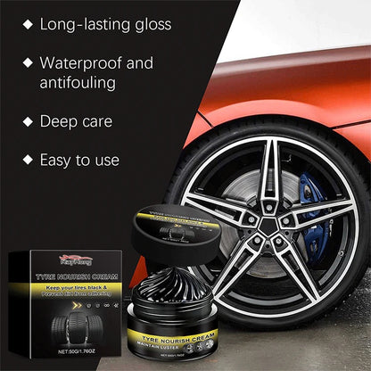 ✨ Tire wax – restores black gloss, blocks UV, repels dirt. Easy & quick! 🚗
