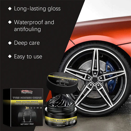 ✨ Tire wax – restores black gloss, blocks UV, repels dirt. Easy & quick! 🚗