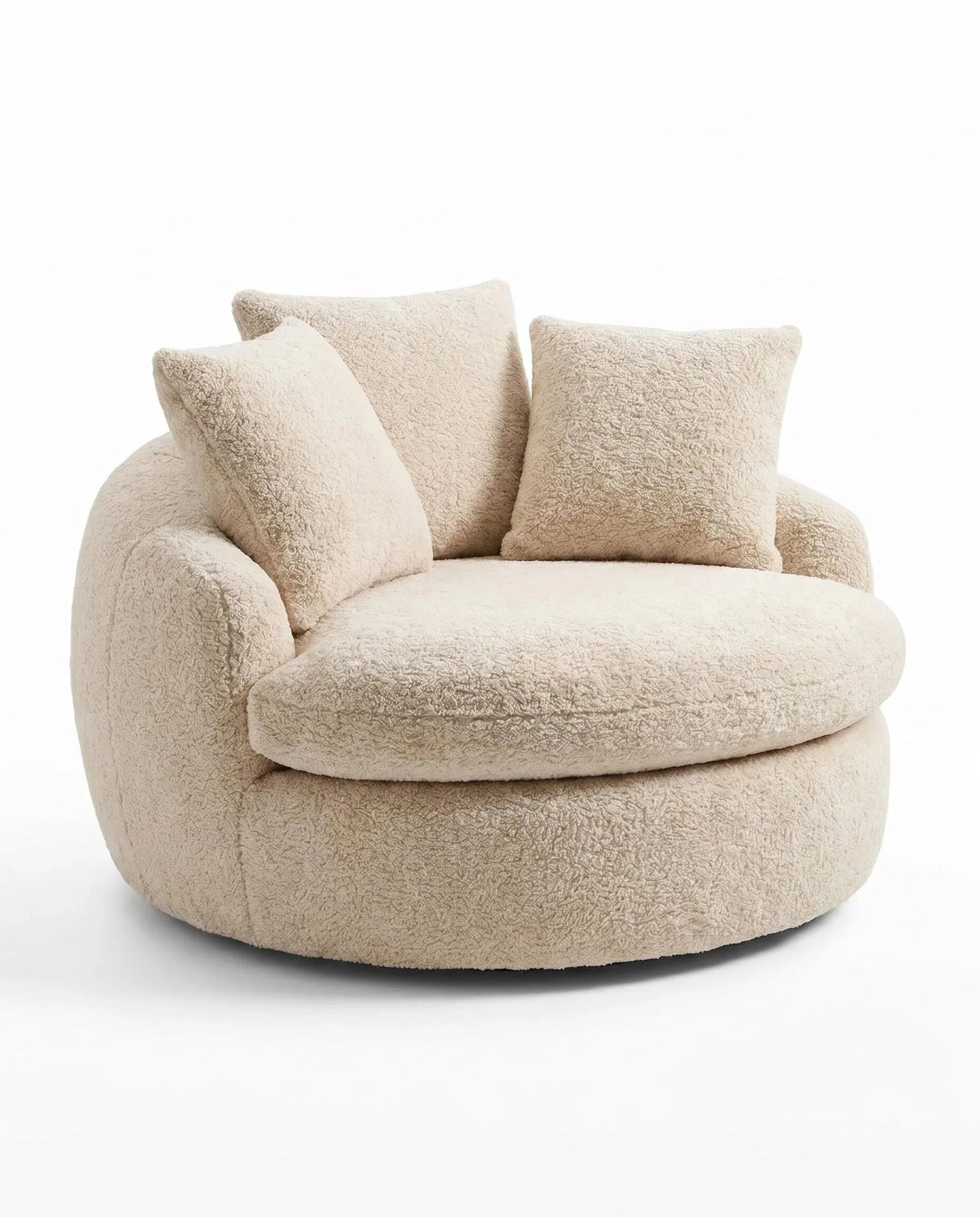 🛋️ Oversized Teddy Fleece Swivel Barrel Chair Fluffy Round Accent Lounge Chair with Pillows for Living Room Bedroom