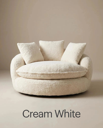 🛋️ Oversized Teddy Fleece Swivel Barrel Chair Fluffy Round Accent Lounge Chair with Pillows for Living Room Bedroom
