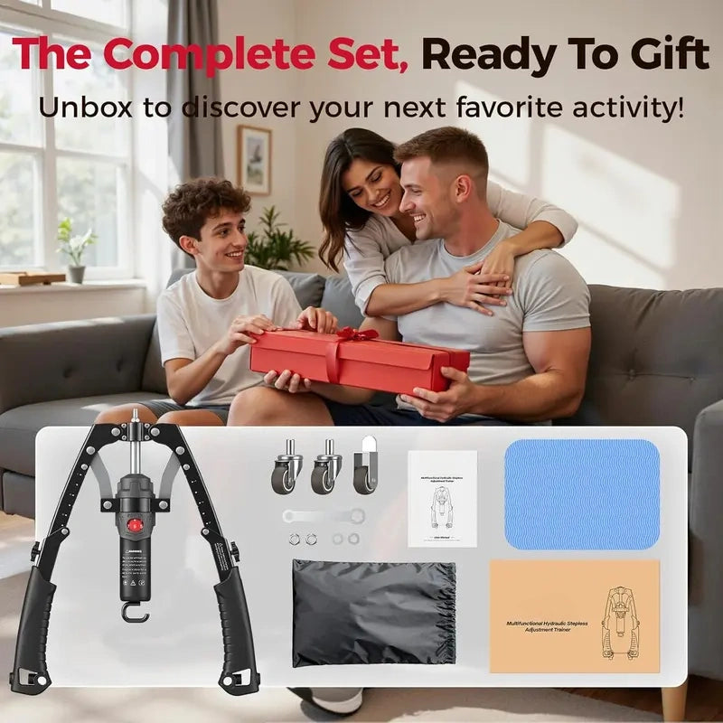 💪🔥 2-in-1 Hydraulic Twister Arm Trainer | w/ Ab Wheel + Hooks | 22–440lbs Adjustable | Home Full-Body Gym for Men & Women