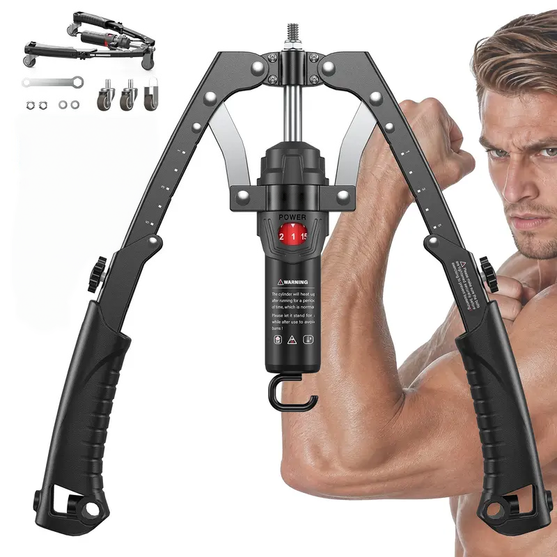 💪🔥 2-in-1 Hydraulic Twister Arm Trainer | w/ Ab Wheel + Hooks | 22–440lbs Adjustable | Home Full-Body Gym for Men & Women