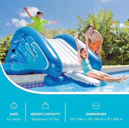 Inflatable Play Center Swimming Pool Water Slide, (Blue | Red Color Options)