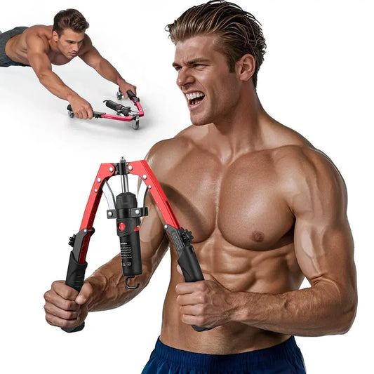 💪🔥 2-in-1 Hydraulic Twister Arm Trainer | w/ Ab Wheel + Hooks | 22–440lbs Adjustable | Home Full-Body Gym for Men & Women
